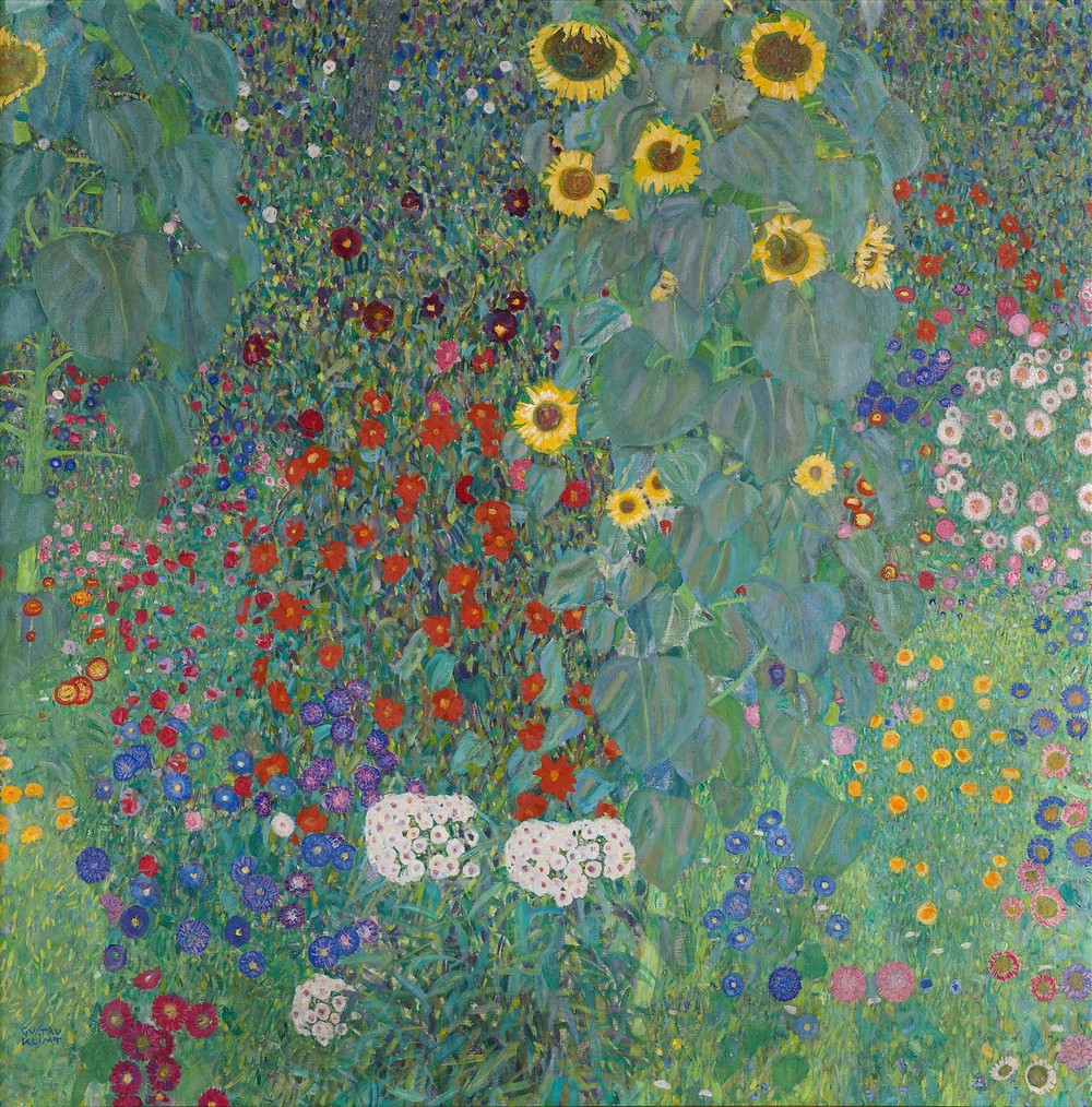 Cottage garden with sunflowers