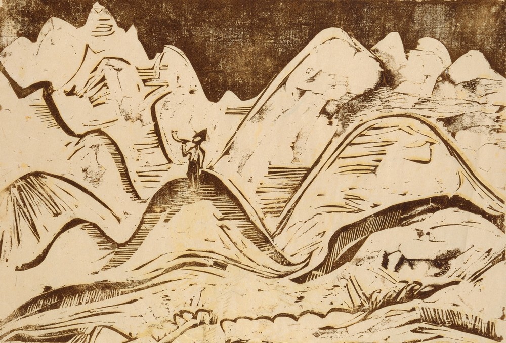Landschaft mit blasendem Hirten