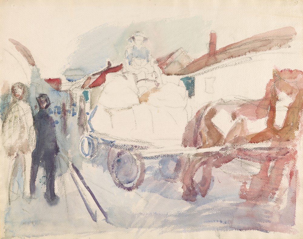 Hest og vogn i gate (Ca 1920)