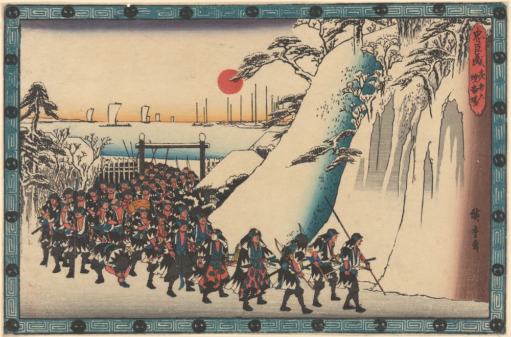 Army Rounding Hill in Snow (19th century)