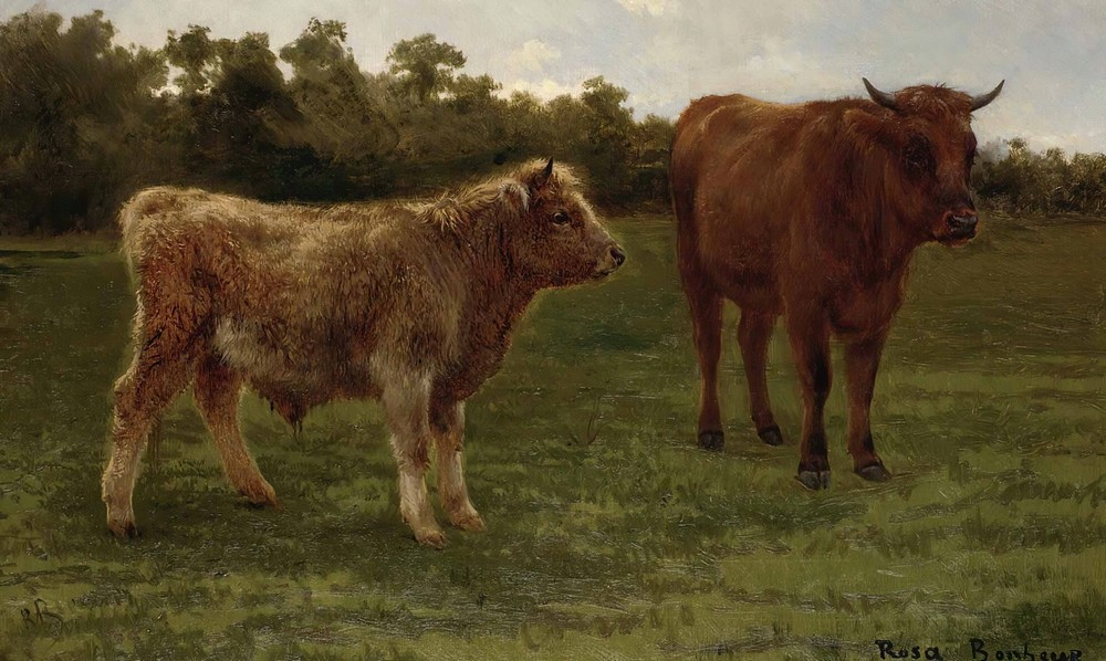 Two Cows Grazing